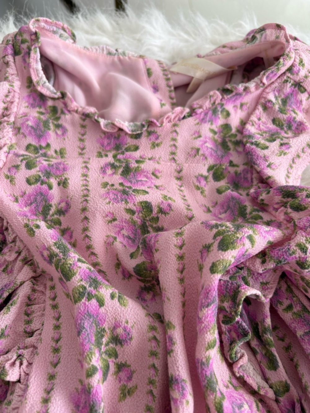 LoveShackFancy Girls Dress  lilac with pinkish floral print 8/9 - Picture 4 of 7